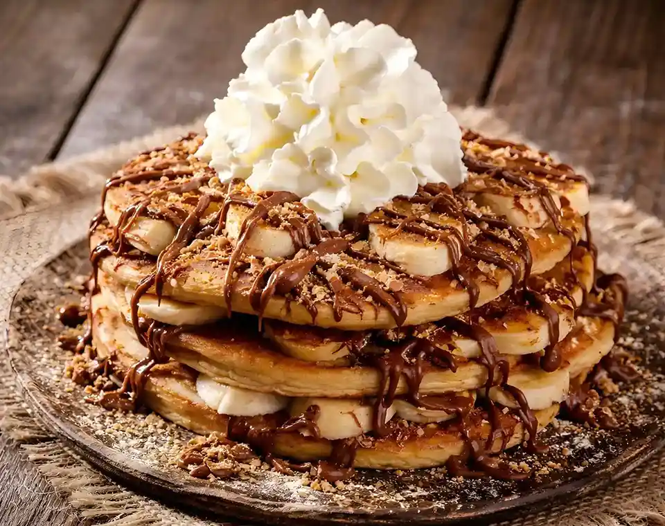 Pancakes with Nutella and ice cream