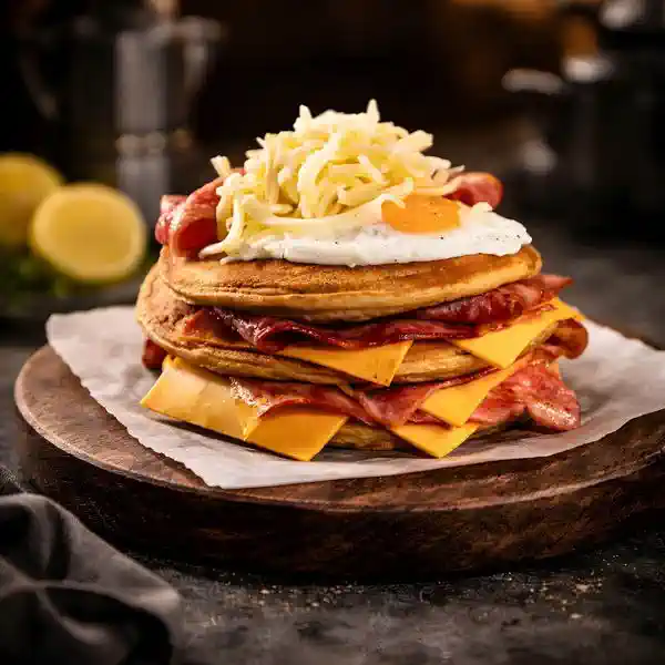 Savory Pancakes with eggs and bacon